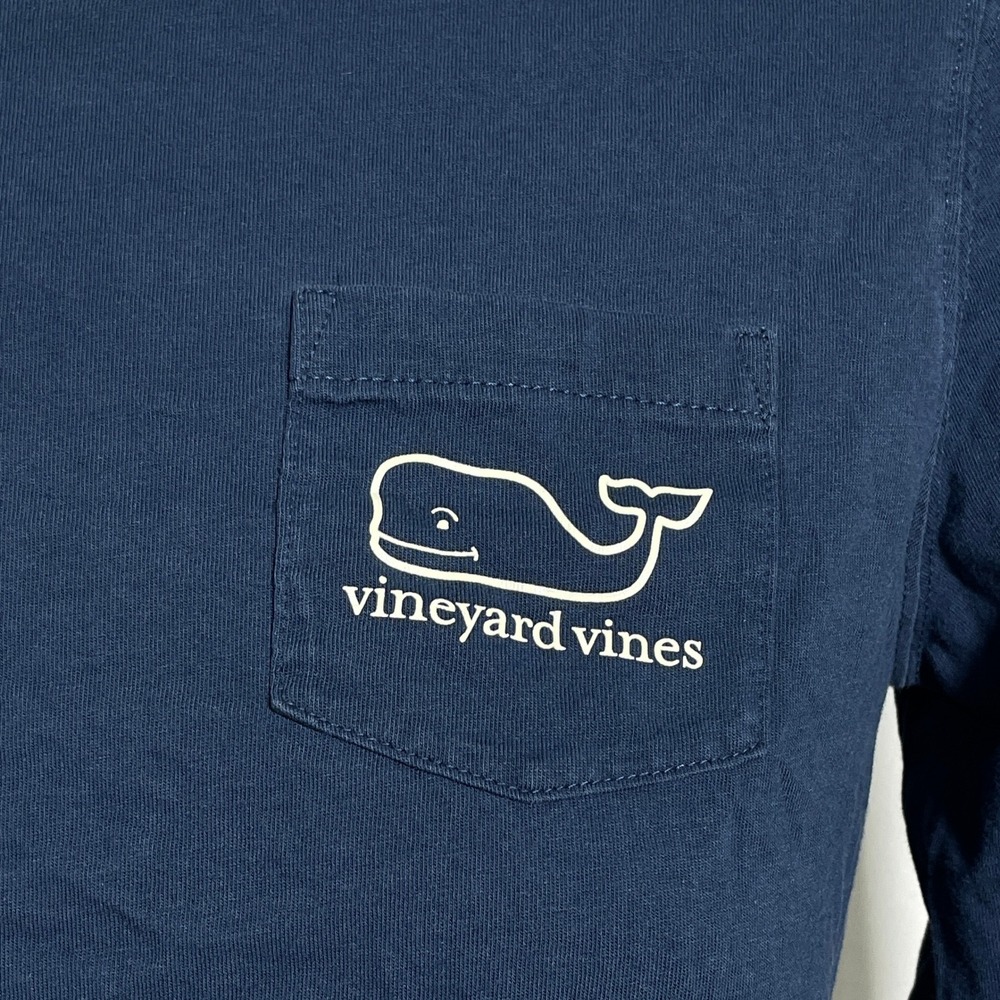 Vineyard Vines Long Sleeve Cropped Navy Blue Whale Sailboats T-Shirt Women's XS - Picture 3 of 9